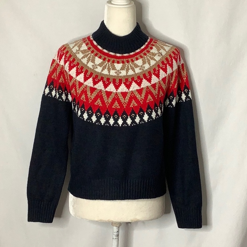 Tommy Hilfiger Half Snowflake Raglan Sweater Sky Captain Nordic Fair Isle Small